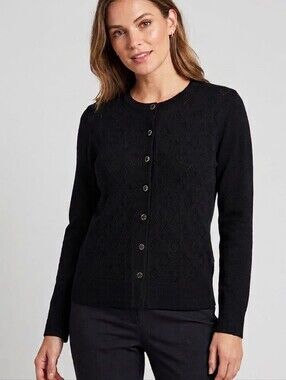 Tenney Rose Women's S Black Knit Cardigan Sweater Button Front Lightweight
